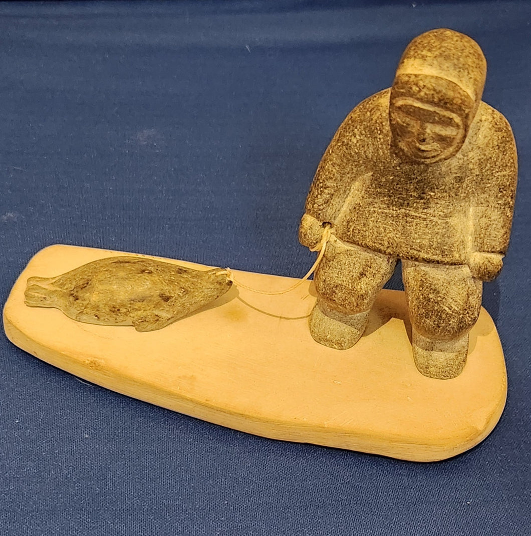 Seal Hunter Soapstone Statue