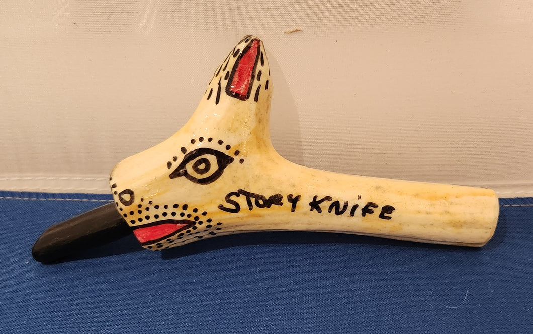 Handmade Modern Native Alaskan Antler Story Knife