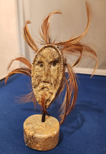 Load image into Gallery viewer, Soapstone Carved Feather Mask Statue
