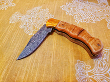 Load image into Gallery viewer, Damascus Folding Knife with Dall Sheep Handle
